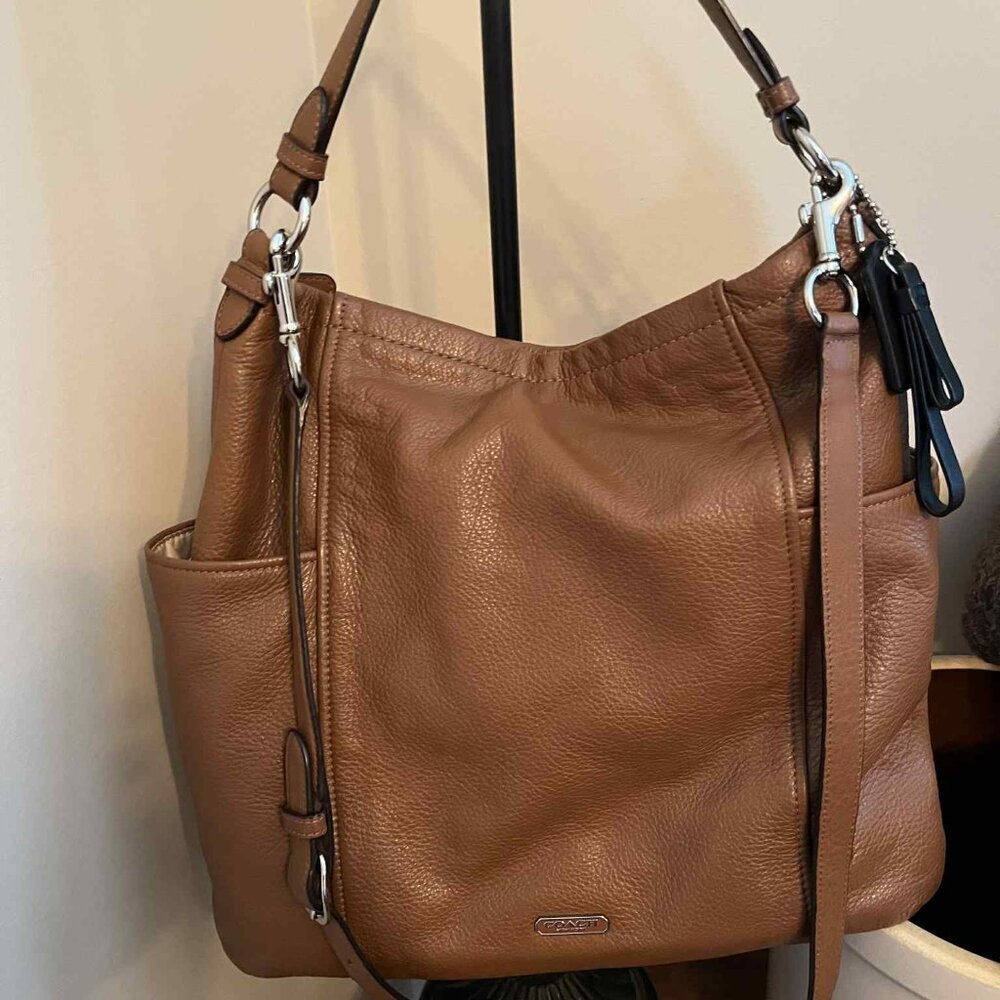 COACH PARK HOBO BROWN PEBBLED LEATHER SHOULDER BAG
